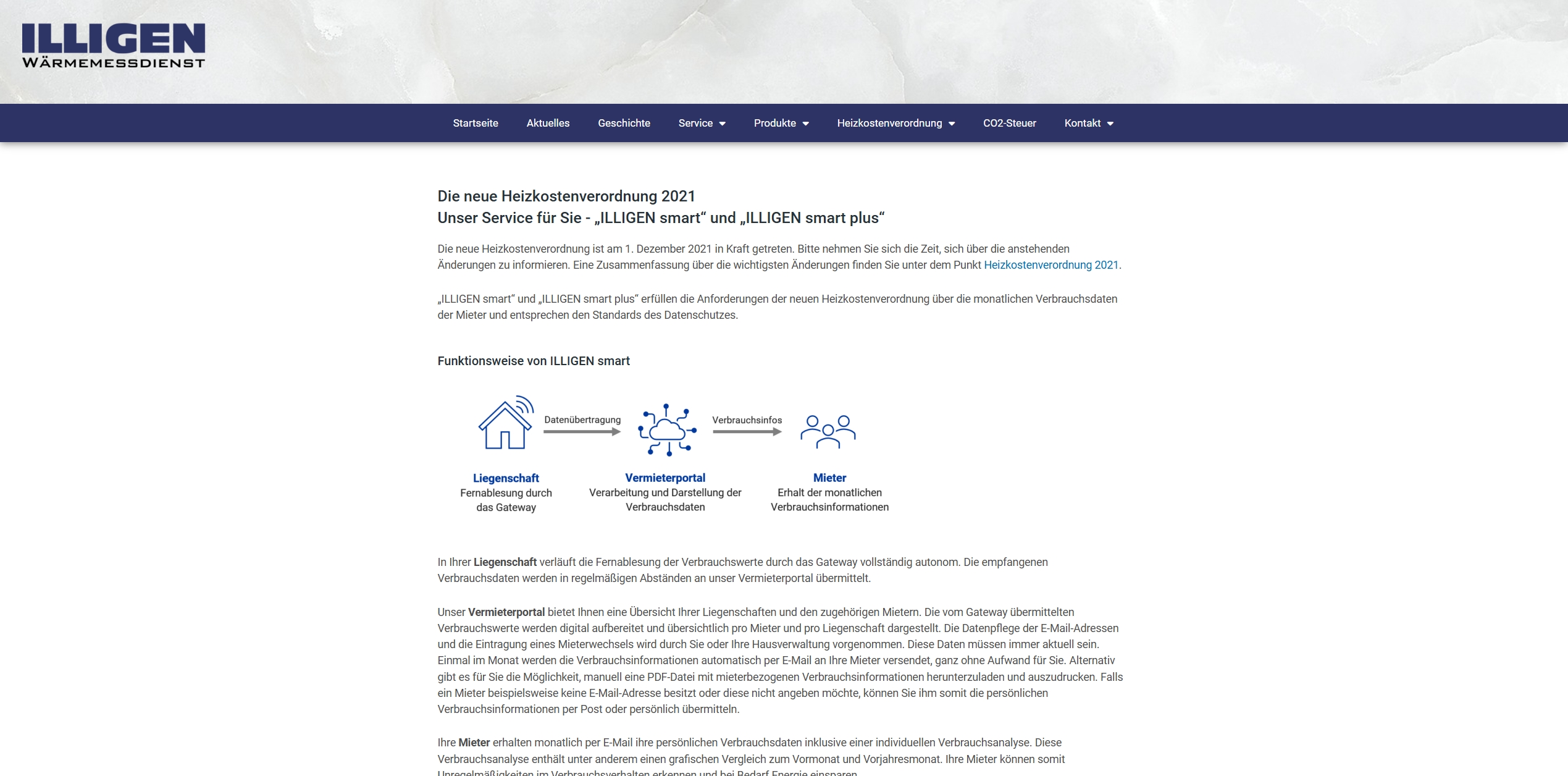 Portfolio Website Illigen Wärmemessdienst