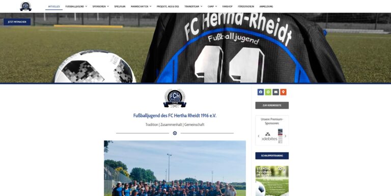 Portfolio Website FC Hertha Rheidt Jugend